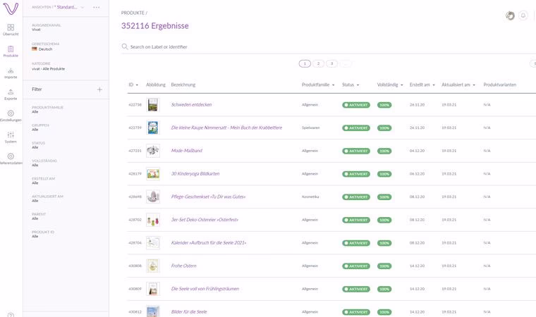 Impressionen Produkte Backend