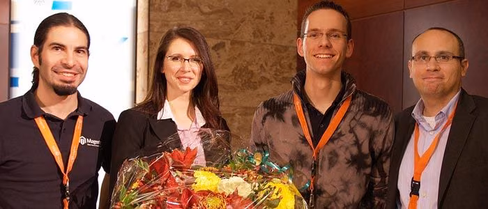 Netresearch Thomas Fleck, Alice Patzer, Rico Neitzel und Roy Rubin von Magento