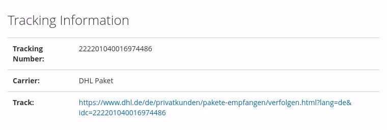 DHL Shipping & Magento, Advanced Features: Tracking information