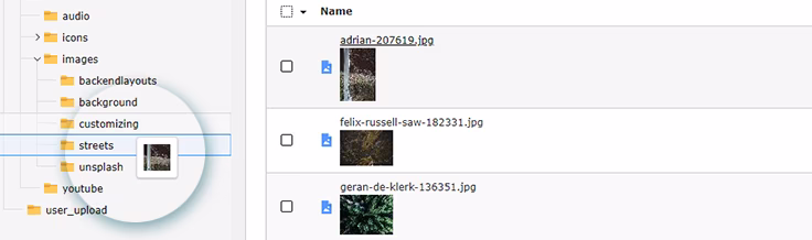 TYPO3 v12 LTS: filelist drag & drop