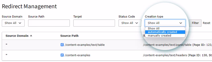 TYPO3 v12 LTS: Redirects Filter