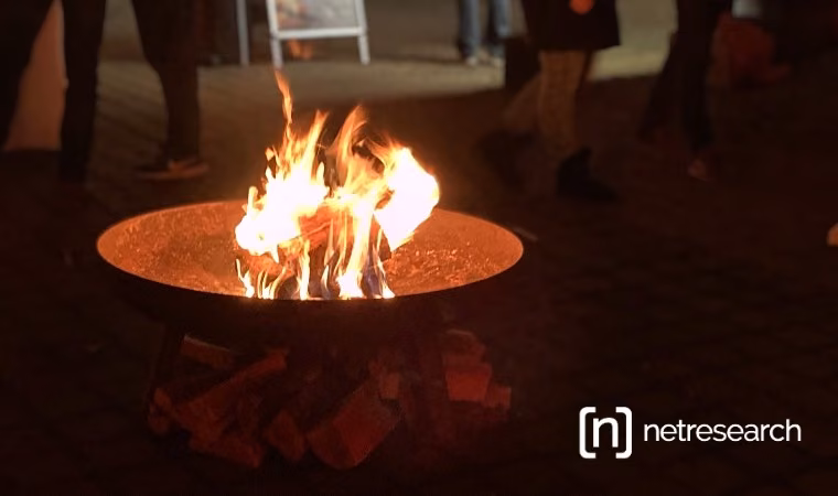 Netresearch Neujahrs-Gluehen 2025: Feuerschale und Besucher